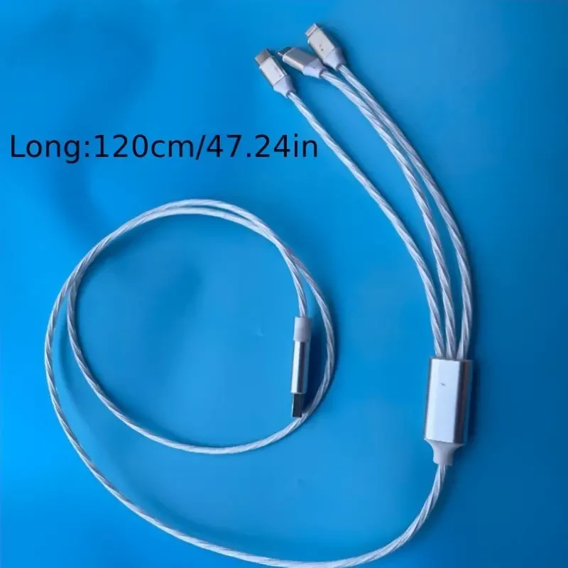 Cable de carga USB con luz LED 3 en 1: carga rápida y sincronización de datos