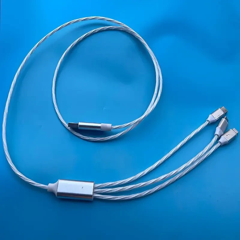 Cable de carga USB con luz LED 3 en 1: carga rápida y sincronización de datos