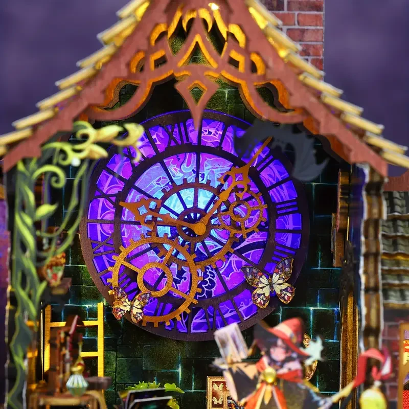 Kit de cabaña mágica DIY: rompecabezas de madera 3D con luces LED