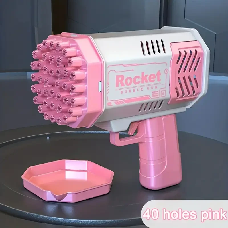 Máquina de burbujas Gatling portátil de 40 agujeros - Juguete LED para fiestas