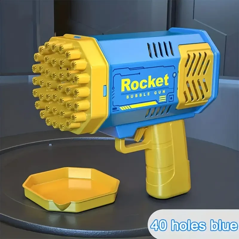 Máquina de burbujas Gatling portátil de 40 agujeros - Juguete LED para fiestas