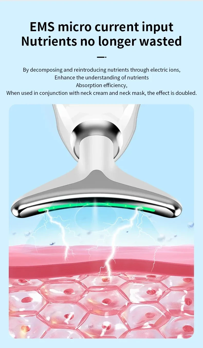 Dispositivo de belleza para cuello y rostro con terapia de fotones LED de colores, reafirmante de la piel, reducción de papada, antiarrugas, masajeador lifting.