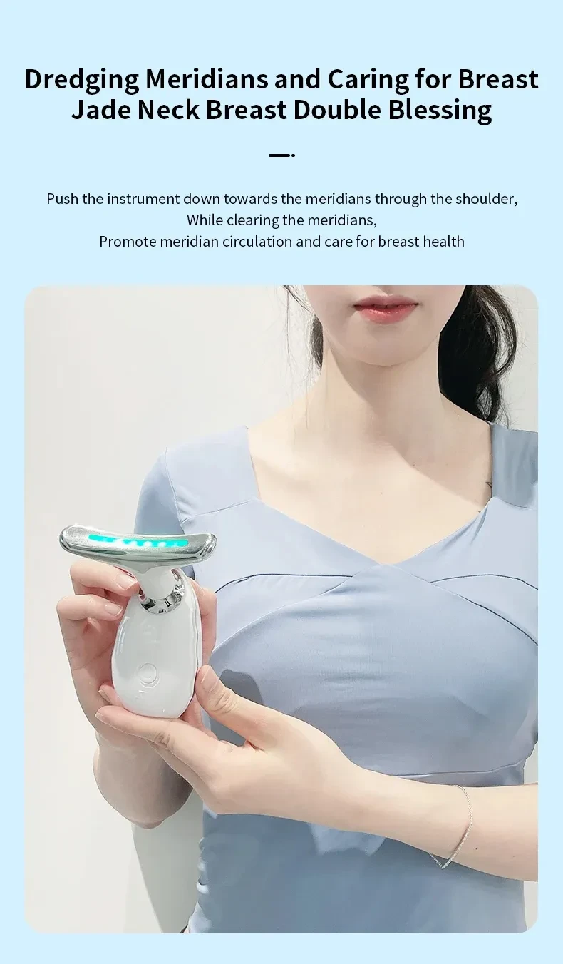 Dispositivo de belleza para cuello y rostro con terapia de fotones LED de colores, reafirmante de la piel, reducción de papada, antiarrugas, masajeador lifting.