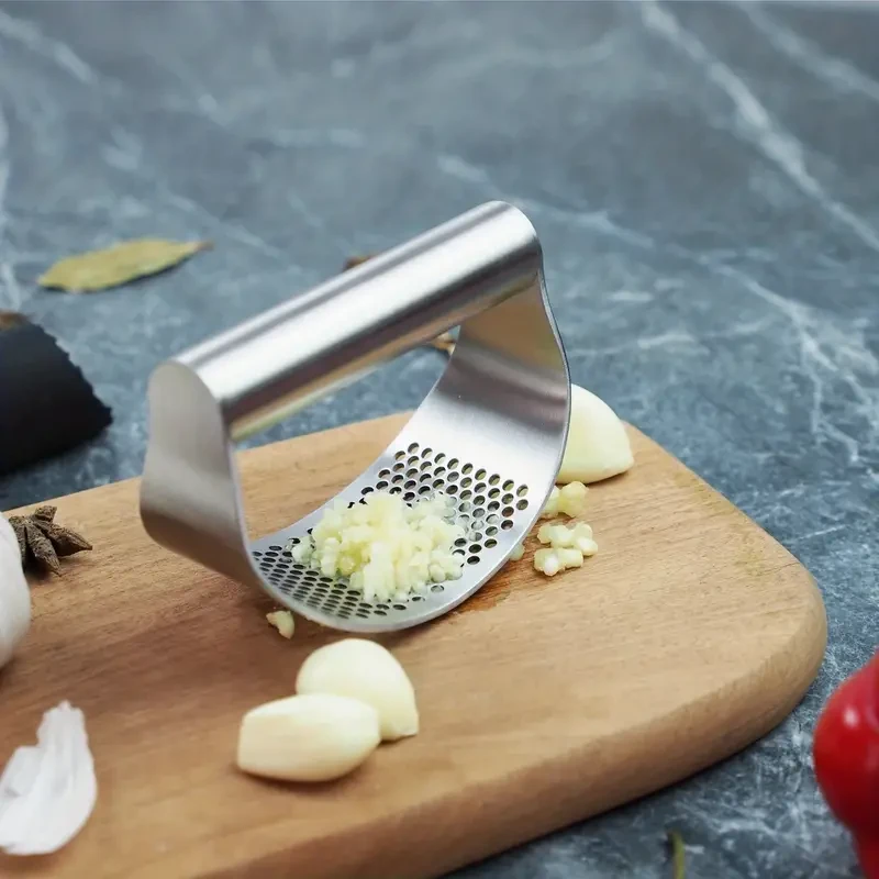 Prensa de ajo ergonómica de acero inoxidable de 1 pieza