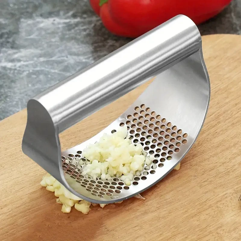Prensa de ajo ergonómica de acero inoxidable de 1 pieza