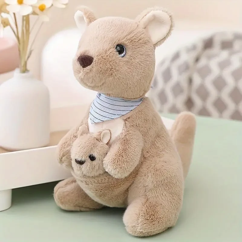 Adorable peluche de la familia canguro