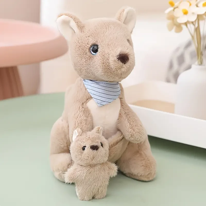 Adorable peluche de la familia canguro