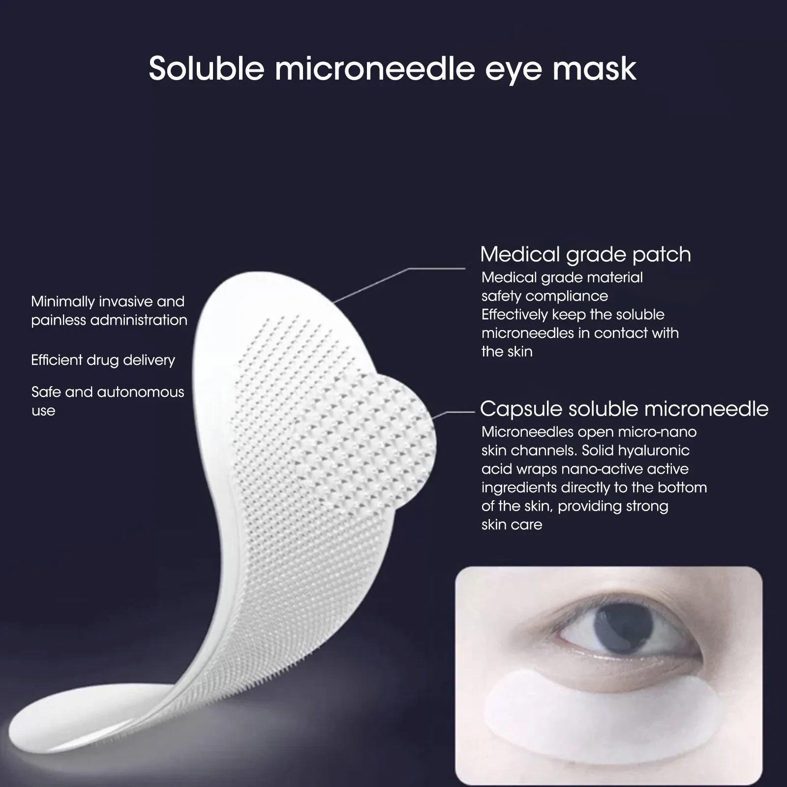 Parche ocular con microagujas de ácido hialurónico