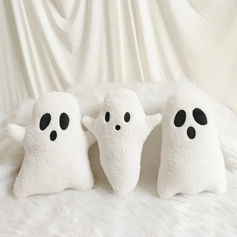 Cojín festivo de Halloween: Cojín decorativo suave de fantasma -