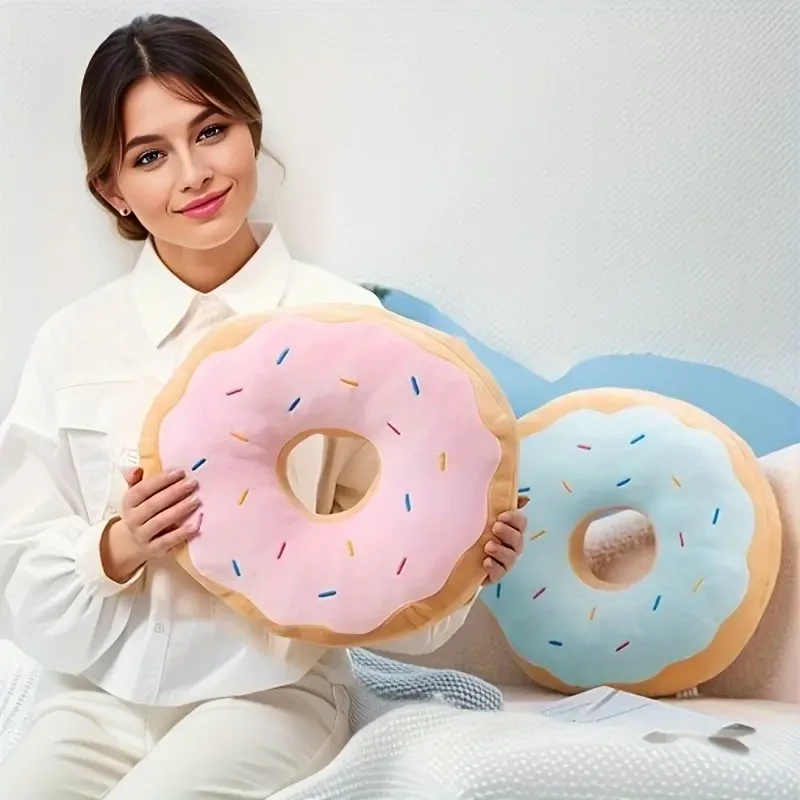 Dona de peluche de 42 cm/16,54 pulgadas con forma de dona dulce y gran simulación de curación