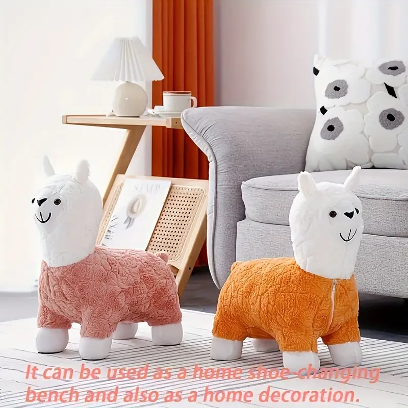 Encantador taburete de madera con forma de alpaca: perfecto para la sala de estar, la oficina y como regalo de cumpleaños.