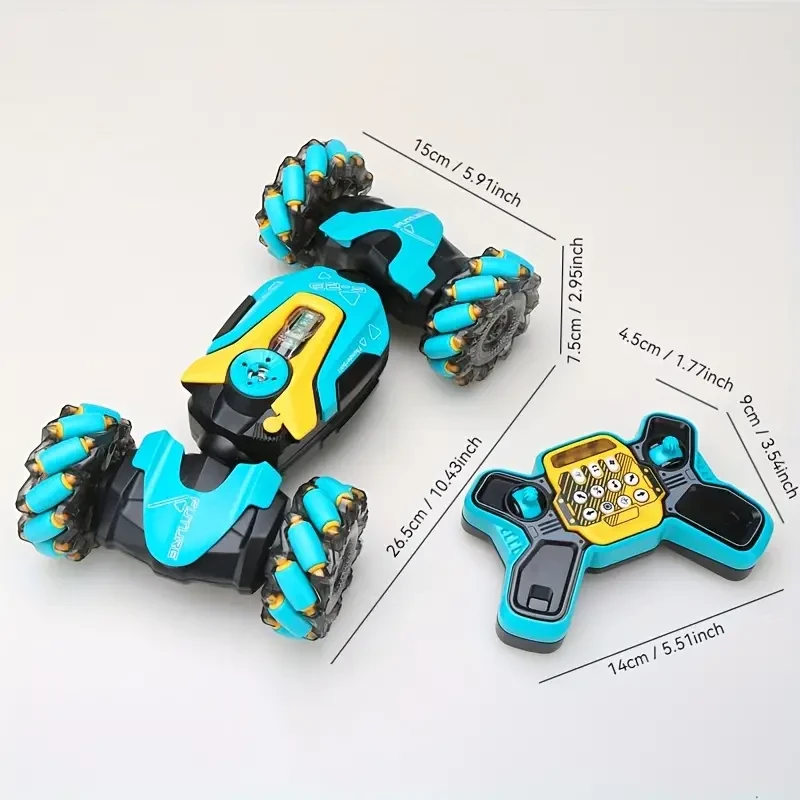 Auto de carreras acrobático 4x4 de 2.4G con luces, humo, programación, elevación automática, música y funciones de escalada. Apto para todo terreno.