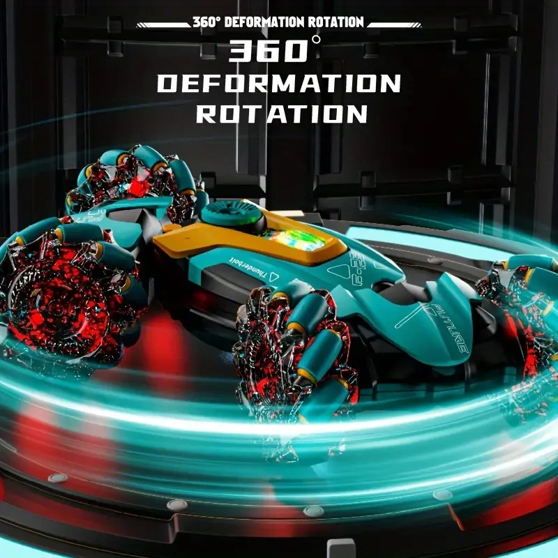 Auto de carreras acrobático 4x4 de 2.4G con luces, humo, programación, elevación automática, música y funciones de escalada. Apto para todo terreno.