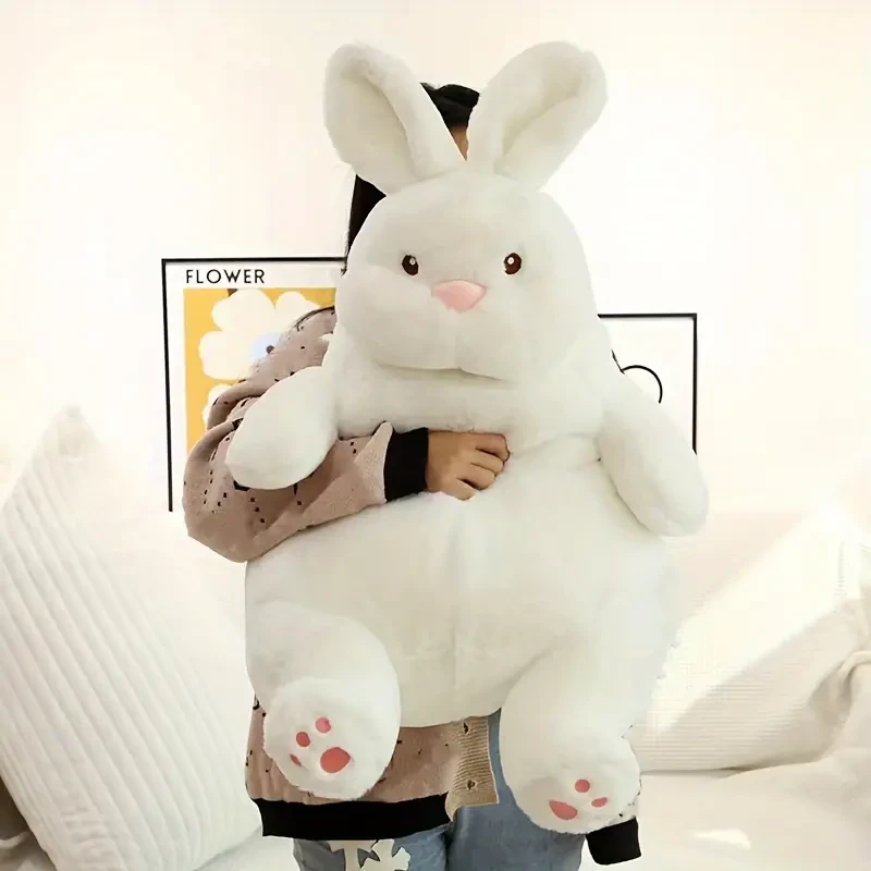 Lindo conejo blanco grande de 65 cm/23,6 pulgadas, muñeco de peluche de conejo perezoso, muñeco de tela suave, juguete relajante