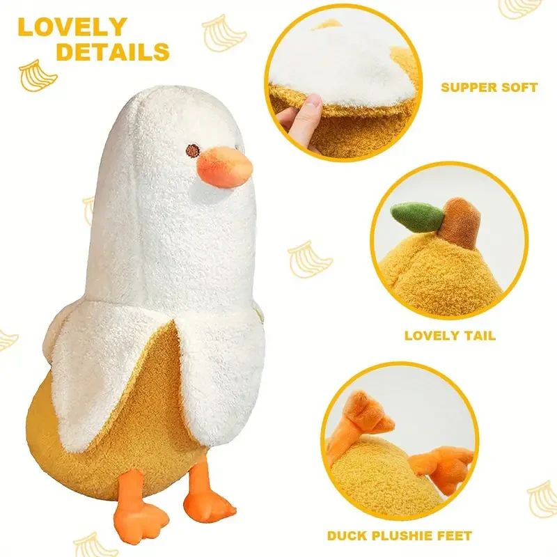 1 almohada de peluche de pato plátano, animal de peluche, lindo juguete de peluche de plátano para adultos