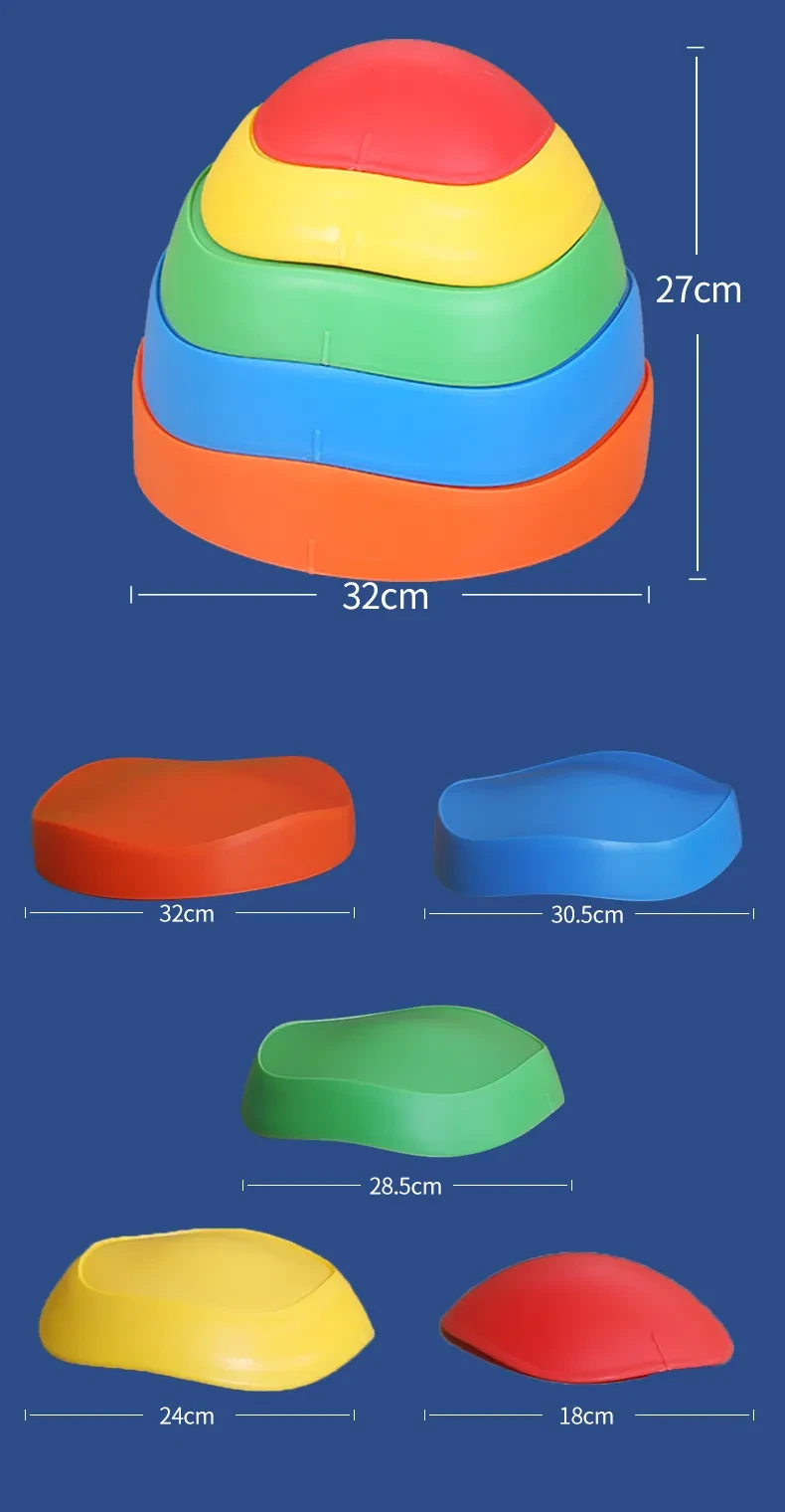 Piedras antideslizantes para equilibrio, juguetes de entrenamiento de integración sensorial para niños, 5 colores, juego para exteriores e interiores que ahorra espacio.