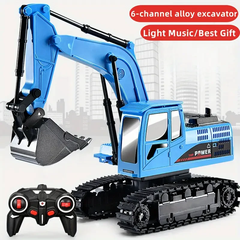 Nuevo modelo que combina un coche teledirigido con luz dorada y una excavadora dorada, vehículo de ingeniería con orugas, juguete para niños.