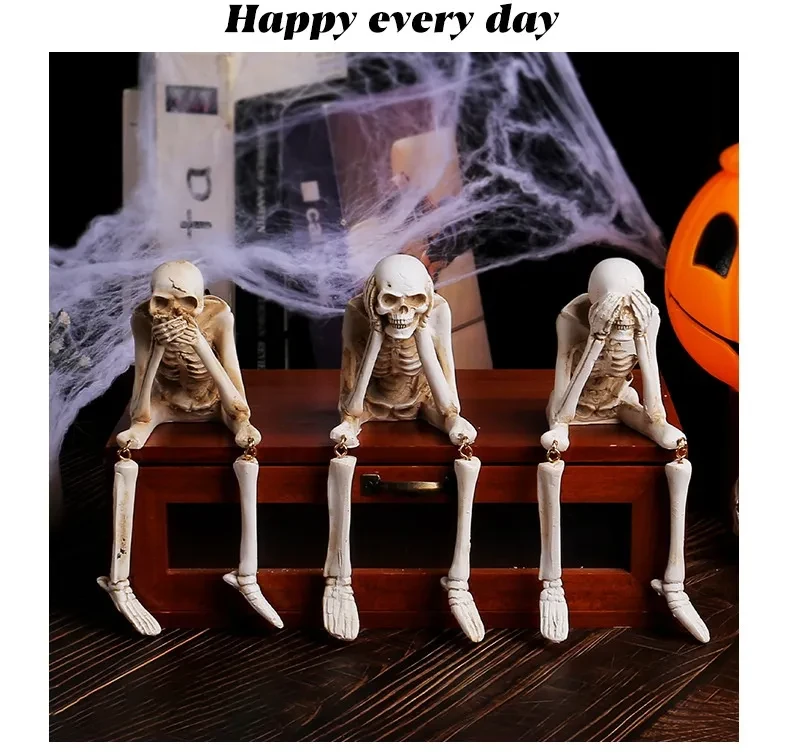 Decoraciones de resina con calaveras para Halloween