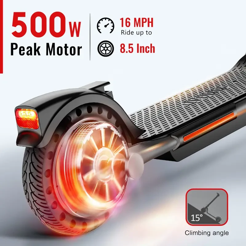 Patinete eléctrico plegable SISIGAD de 300 W con neumáticos sólidos de 8,5"