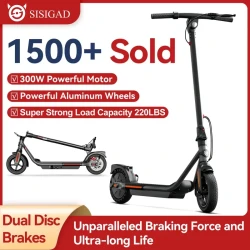 Patinete eléctrico plegable SISIGAD de 300 W con neumáticos sólidos de 8,5"