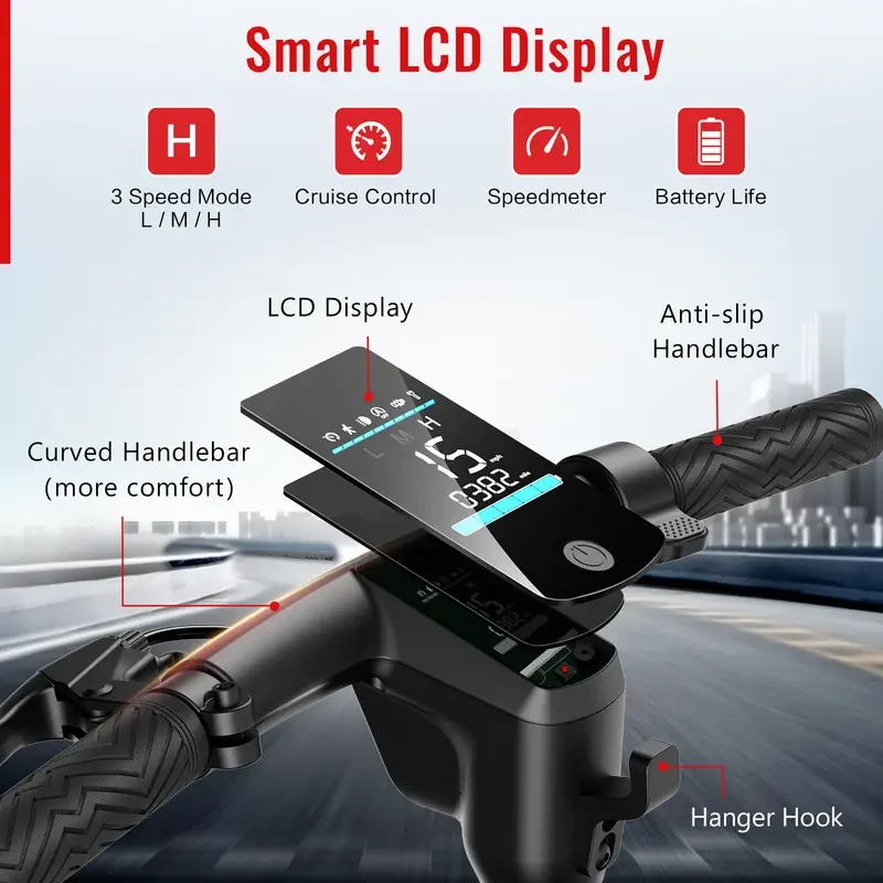 Patinete eléctrico plegable SISIGAD de 300 W con neumáticos sólidos de 8,5"