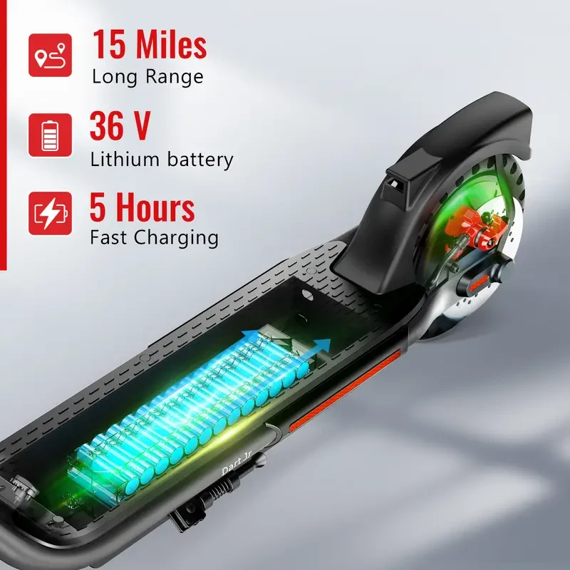 Patinete eléctrico plegable SISIGAD de 300 W con neumáticos sólidos de 8,5"