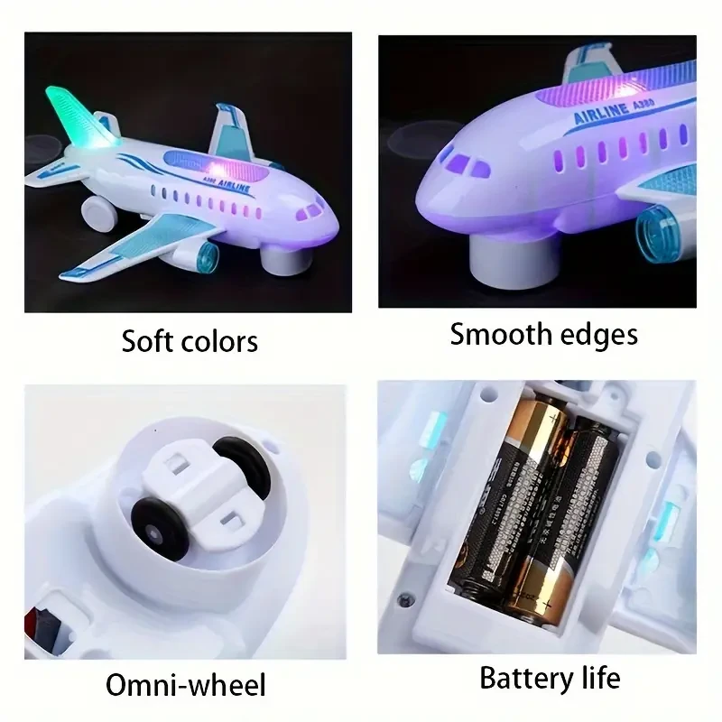 Avión eléctrico de juguete para niños con luces y música