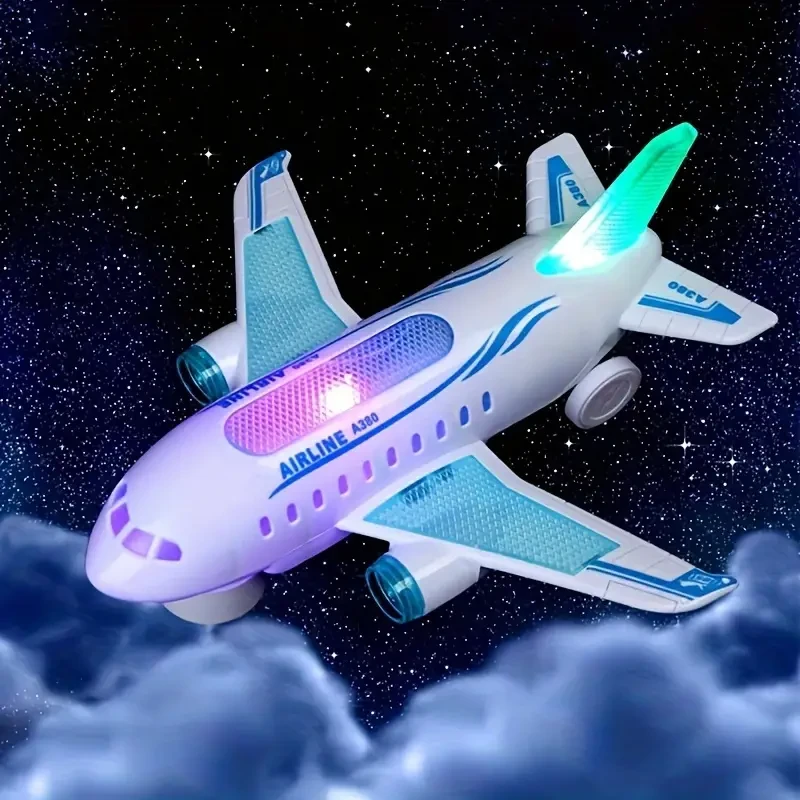 Avión eléctrico de juguete para niños con luces y música