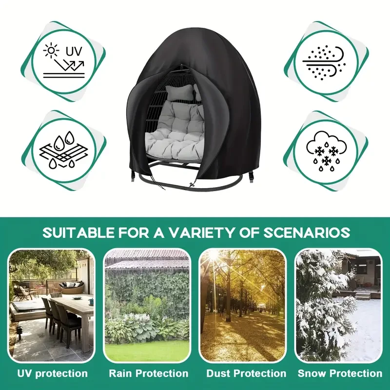 Funda extragrande para silla doble tipo huevo para patio: impermeable y resistente a los rayos UV