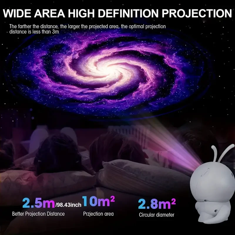 Lámpara proyector de estrellas Monster Galaxy: 6 patrones, rotación de 360 grados