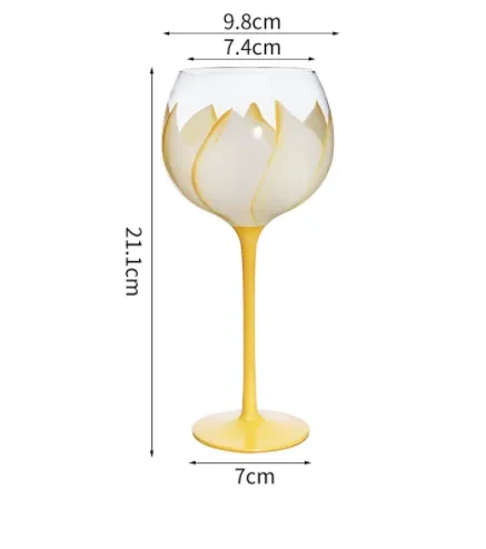Copa de vino con flores pintadas a mano, cristal color vino
