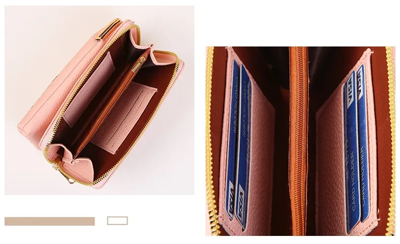 Bolso para teléfono con bordado de flores y hebilla de cierre, estilo cartera larga para exteriores, bolsos de hombro y cruzados de moda