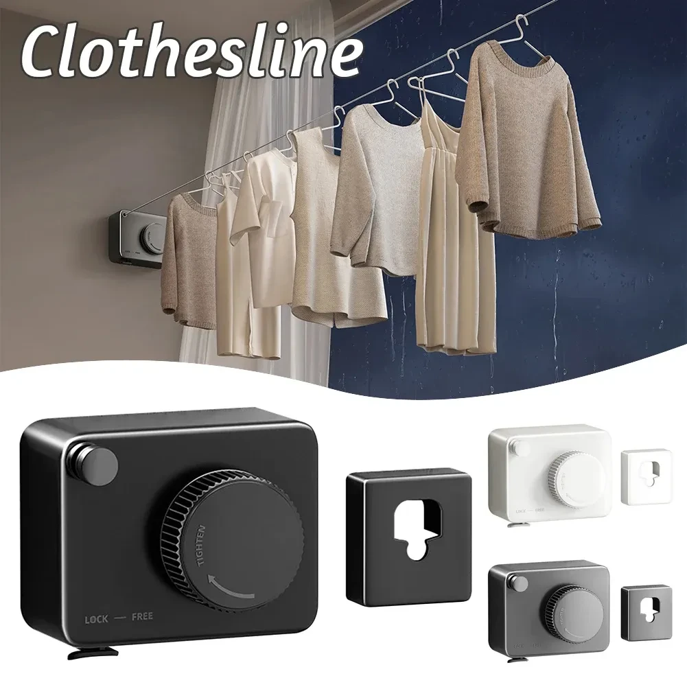 Tendedero telescópico de alambre para colgar en la pared, resistente a la corrosión y antiflacidez, para interiores y exteriores.