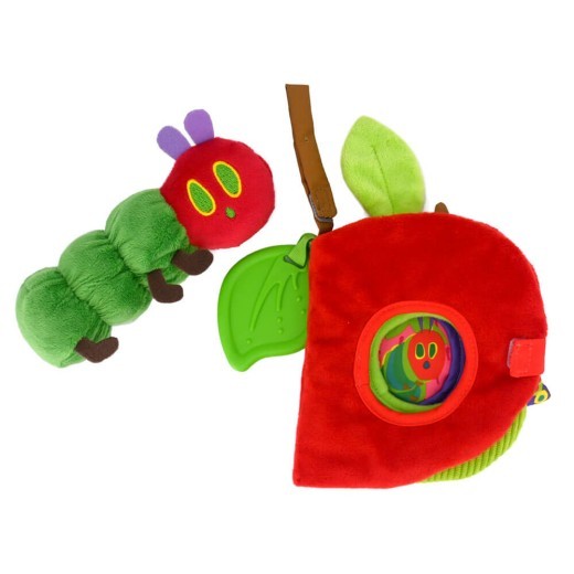 Set de peluche de manzana y oruga para la hora del cuento de La oruga muy hambrienta