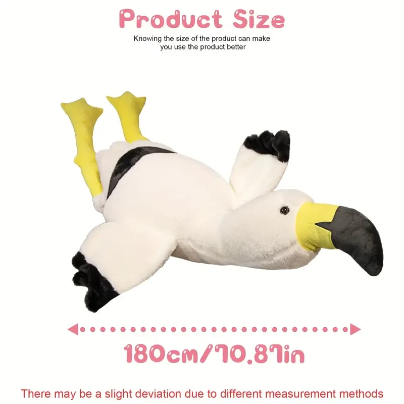 Peluche de flamenco gigante de 180,01 cm - Suave y tierno cojín blanco y rojo