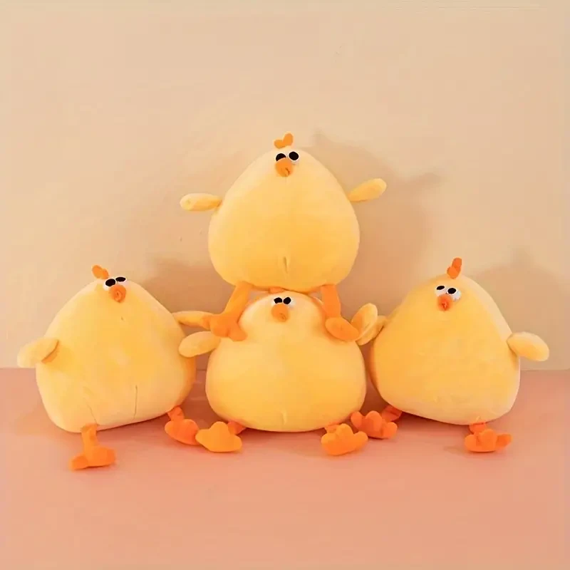 Juego de 3 almohadas de peluche de pollito amarillo
