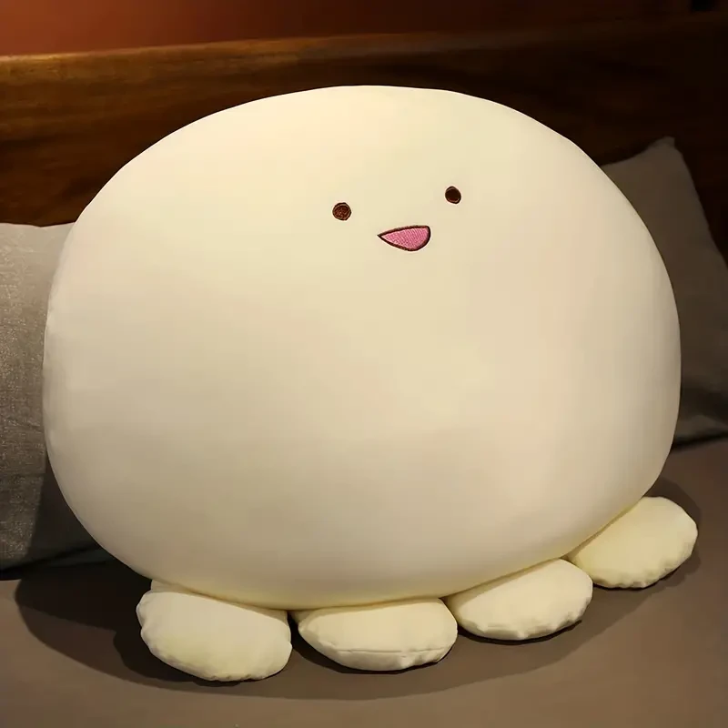 Encantador pulpo de peluche: un acogedor cojín de dibujos animados para niños y adultos, criatura marina de peluche.