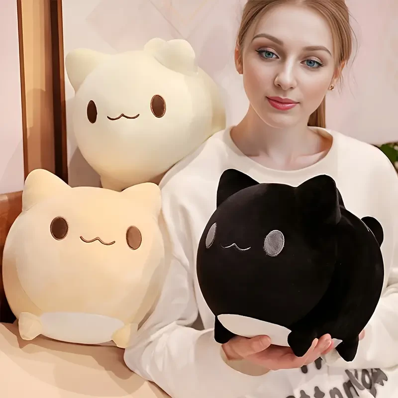 Almohada de peluche de gato, almohada de felpa suave