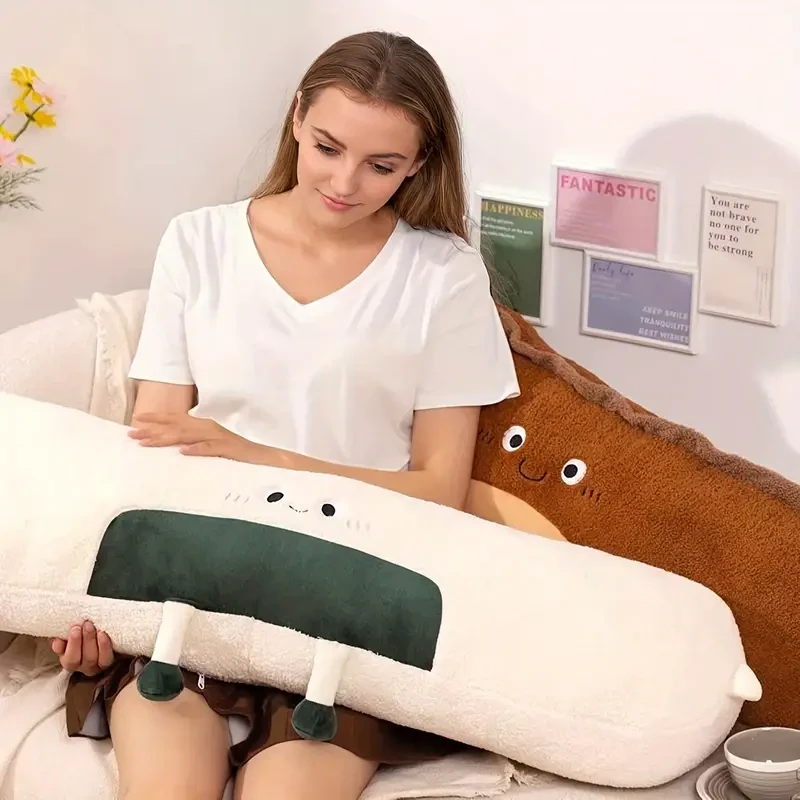 Almohada larga de felpa ultra suave para quienes duermen de lado: uso versátil como cojín