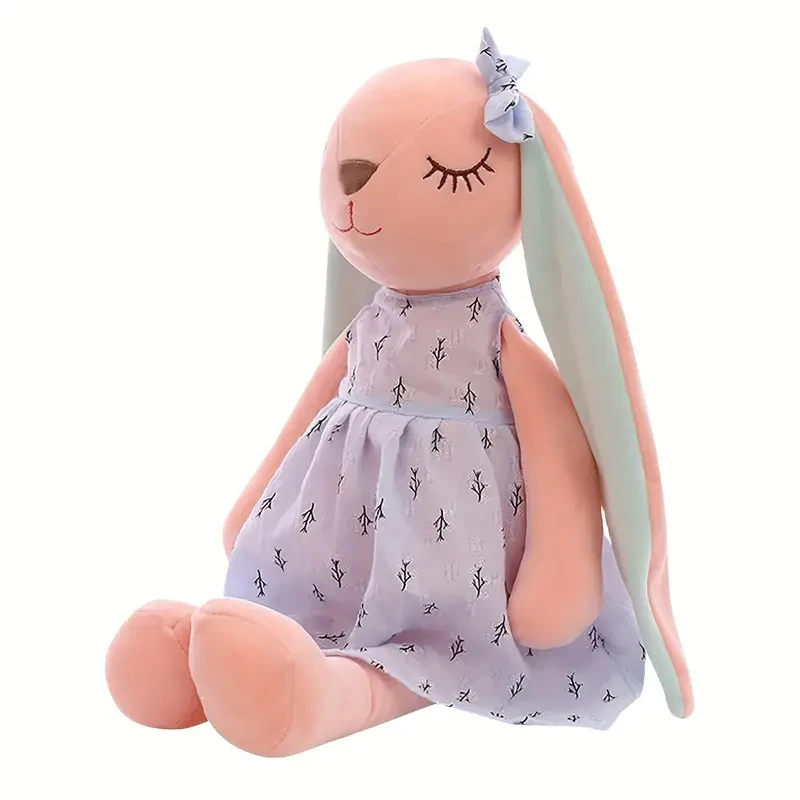 Conejo de orejas largas kawaii, peluche de conejito de Pascua
