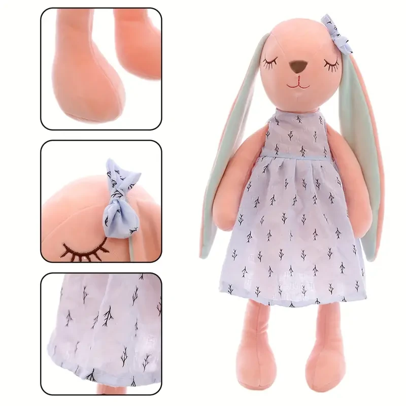 Conejo de orejas largas kawaii, peluche de conejito de Pascua