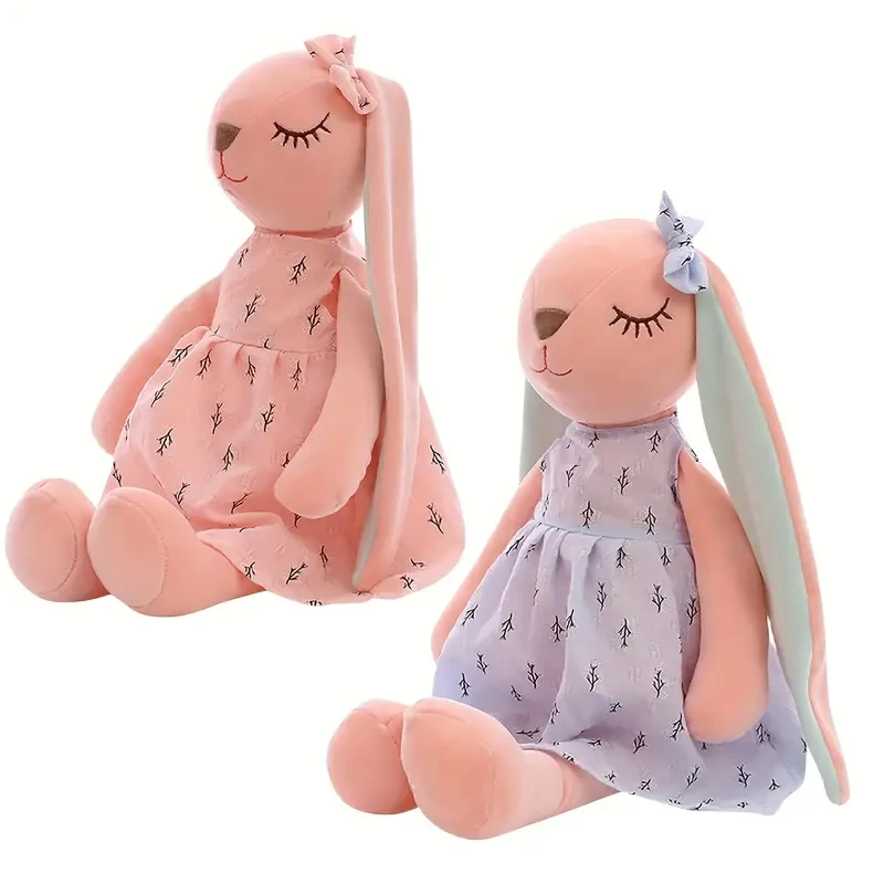Conejo de orejas largas kawaii, peluche de conejito de Pascua