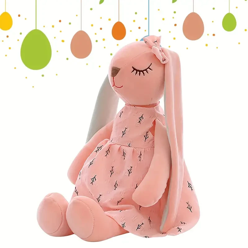 Conejo de orejas largas kawaii, peluche de conejito de Pascua