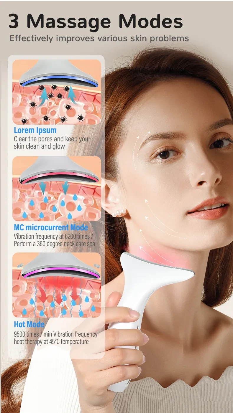 Aparato de belleza multifuncional ligero para rostro y cuello