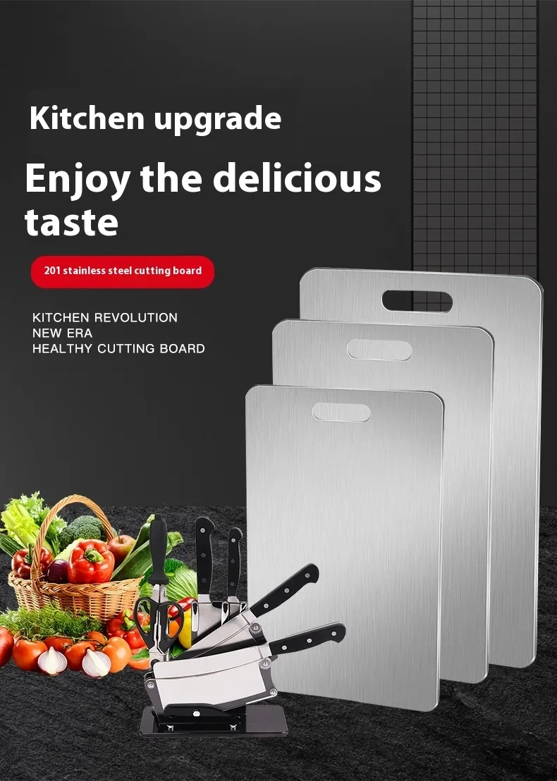 Tabla de cortar gruesa de acero inoxidable para cocina, para cortar verduras y carne, utensilios de cocina, antimoho