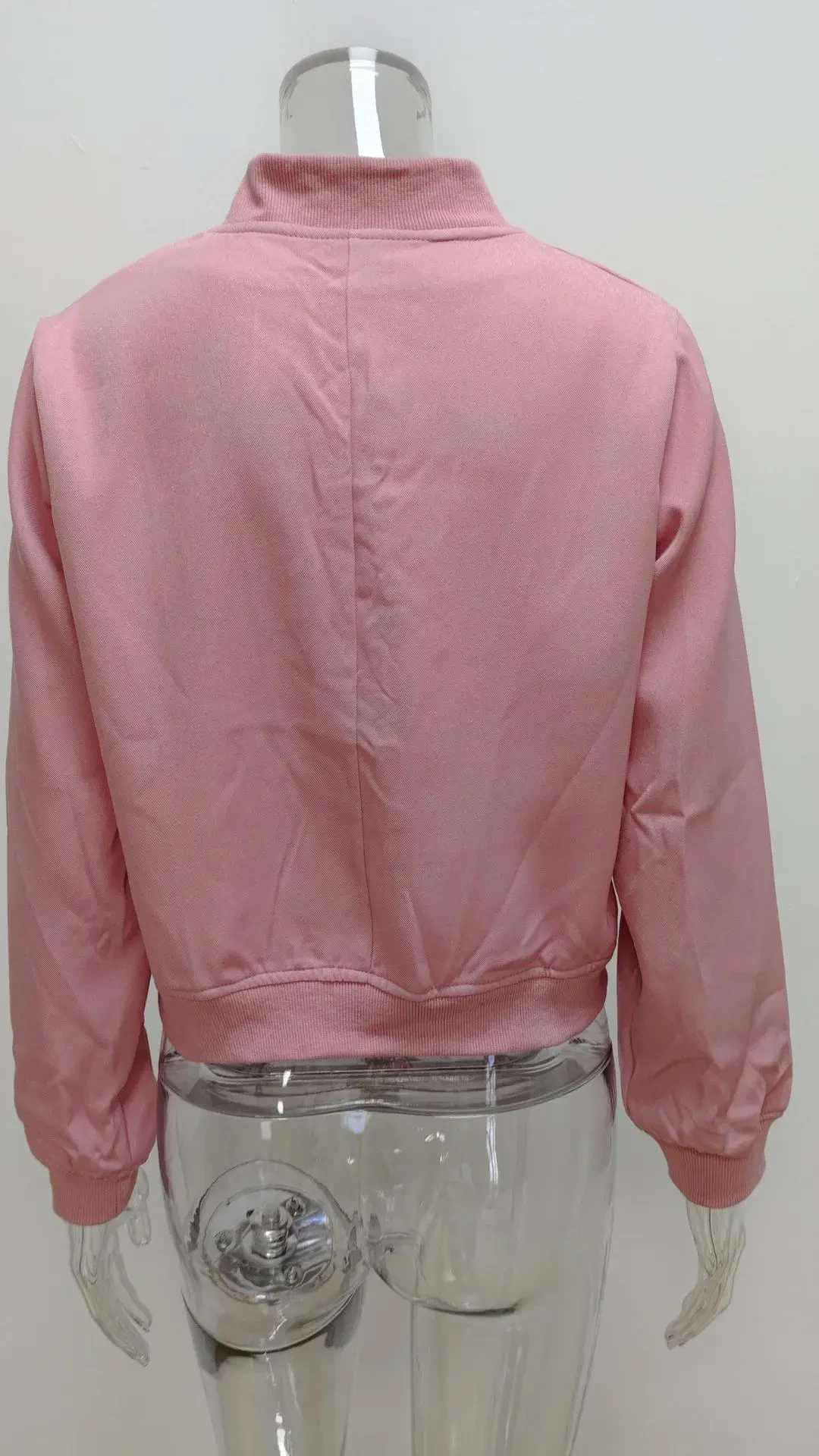 Chaqueta de cuello alto con botones y bolsillos grandes, informal, holgada, corta, para mujer