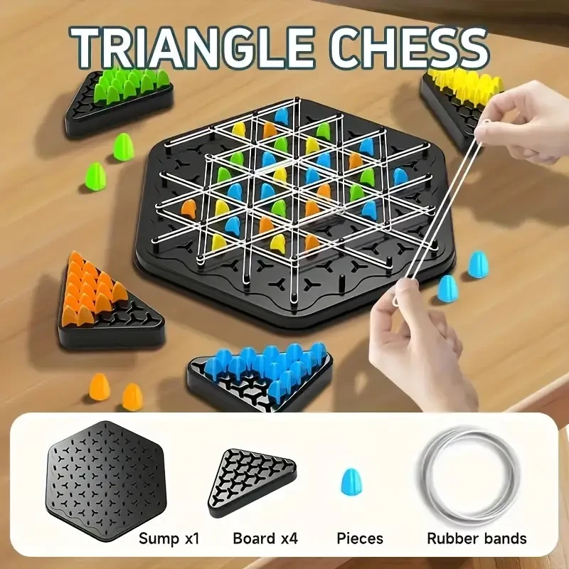 Juego de ajedrez triangular y banda elástica