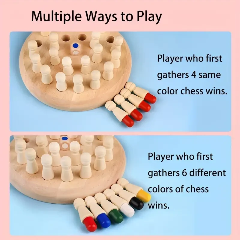 Juego de ajedrez de madera con memoria: rompecabezas educativo para niños y adultos
