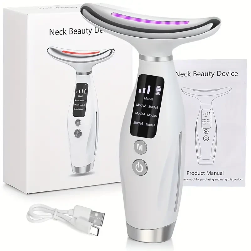Masajeador facial con luz LED y calor de 7 colores