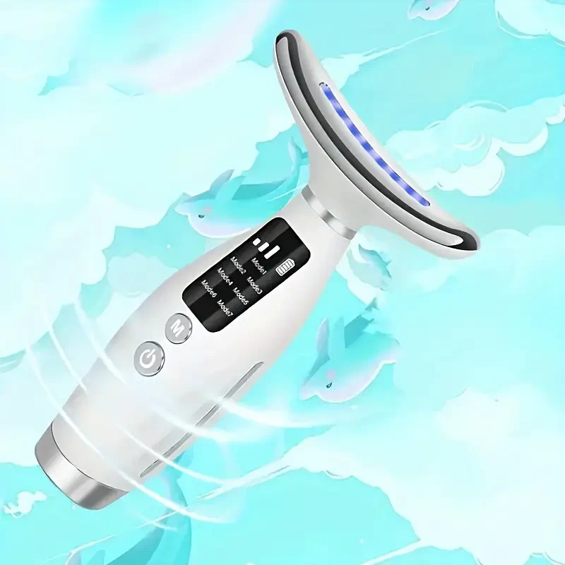 Masajeador facial con luz LED y calor de 7 colores